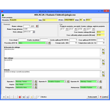elektrofizjologia program baza danych